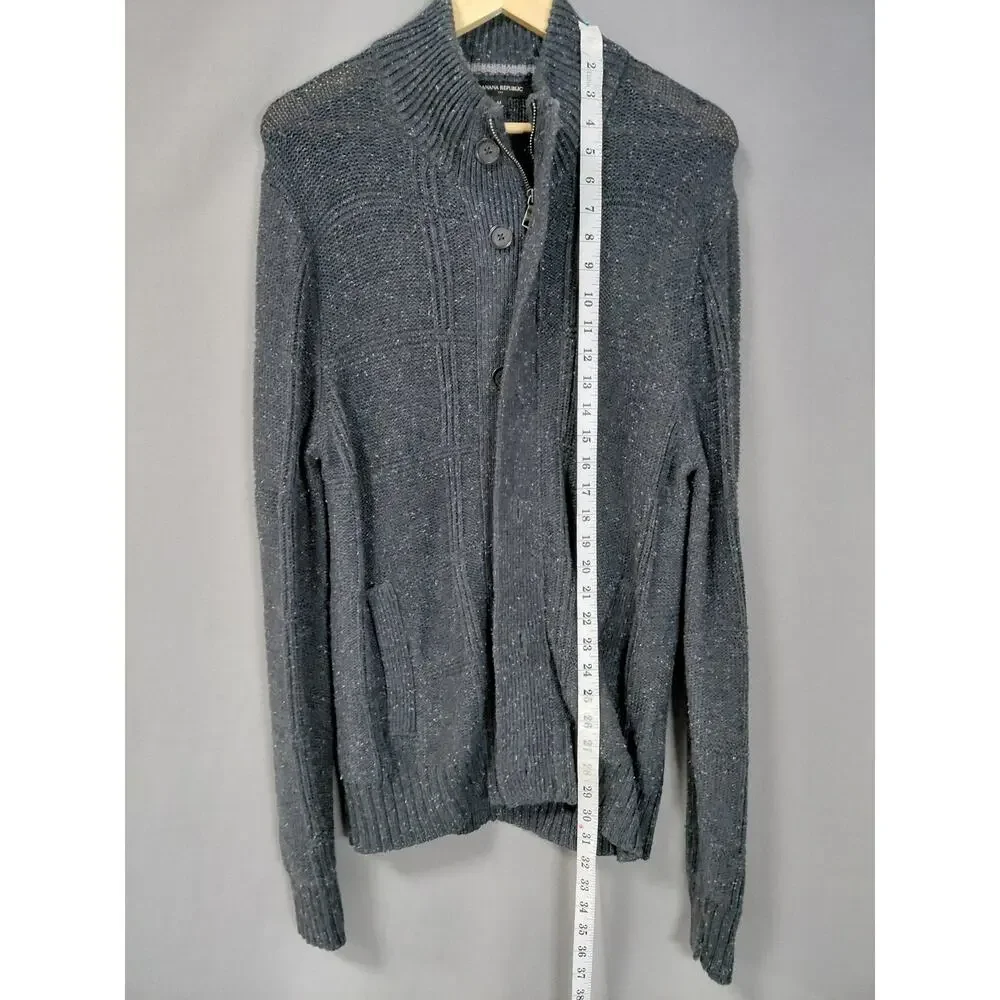 Banana Republic Wool Blend Gray Cardigan Sweater Men Size M